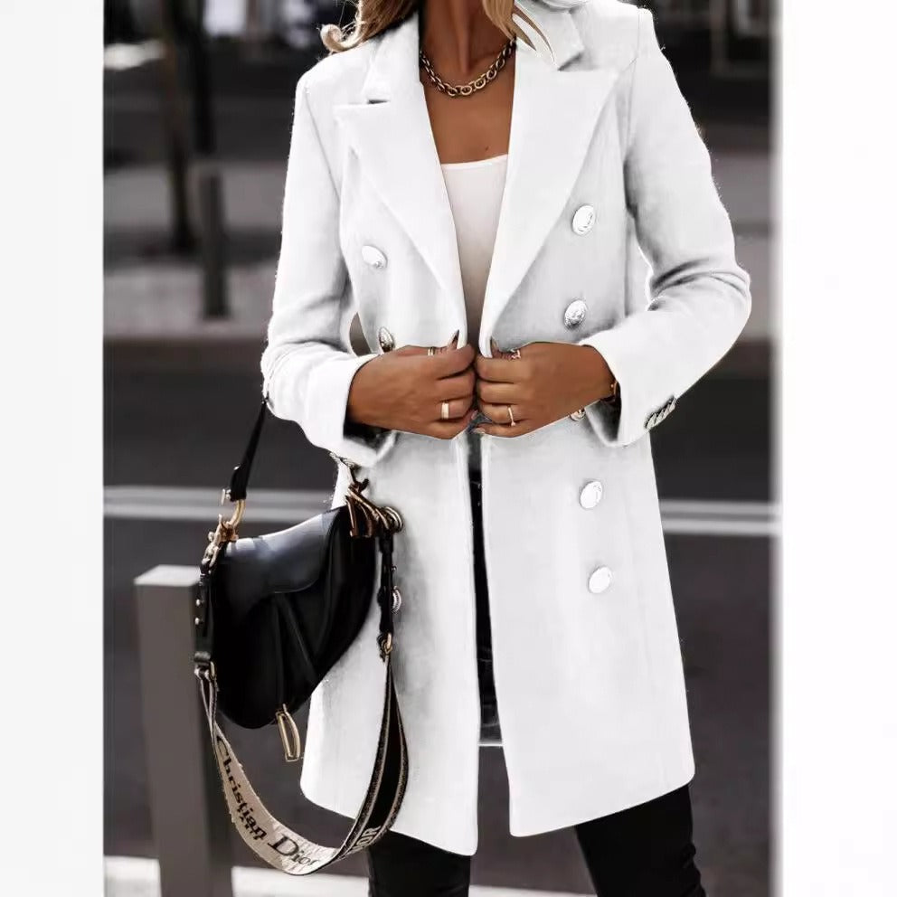 House of Hutson Original - compliment your Dior bag with a long sleeved, suit collar, double breasted, elegant, nickel coat.