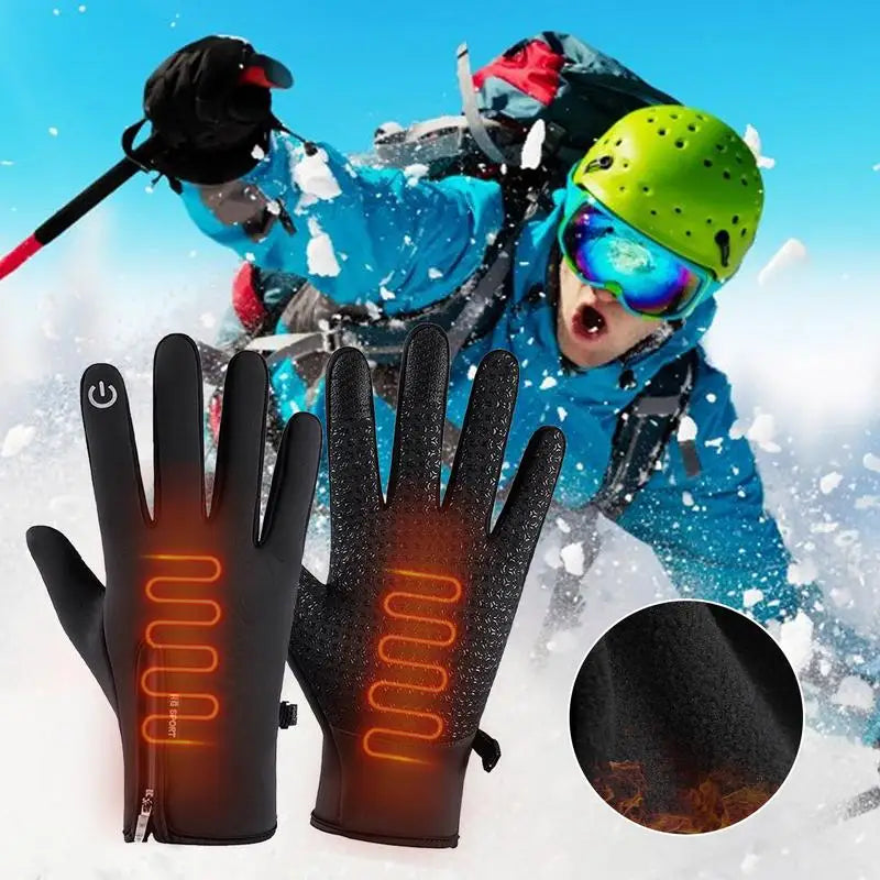 Heating gloves for outdoor cycling and skiing electric heating gloves with touch screen protection