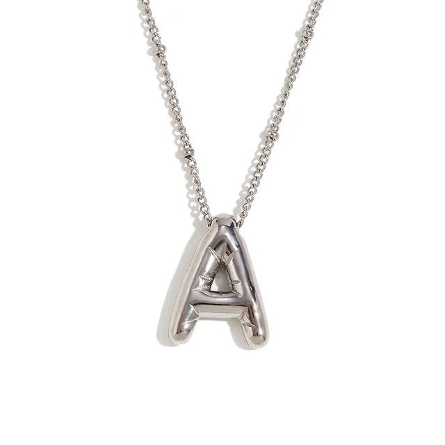 Alphabet Letter Pendant Necklace Stainless Steel Vintage Wedding Party Choker Jewelry Gift for Women Men
