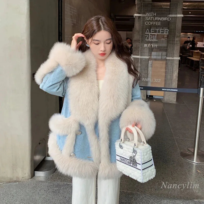 Denim & Faux Fur Coat