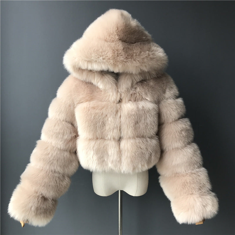 House of Hutson -“Stunna Girl”. Hooded Elegant Plush Cropped Coat. Up to 4XL