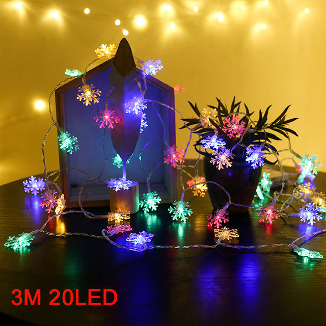 Snowman Christmas Tree LED Garland String Lights Snowflakes String Fairy Lights Hanging Ornaments
