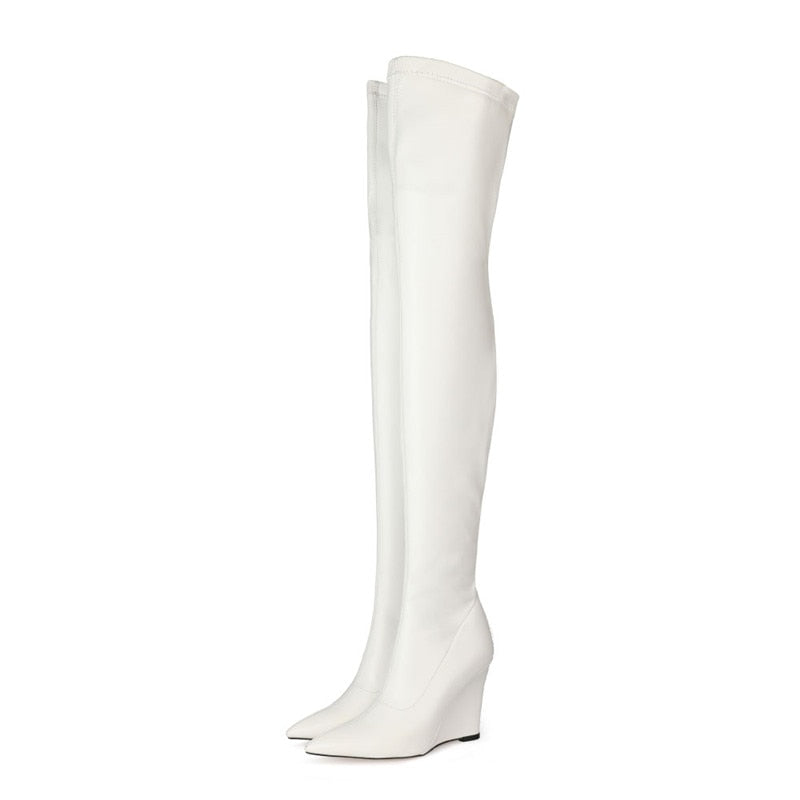 Elegant Thigh High Boots with Wedge heel . Thick Bottom Over-knee Boots.