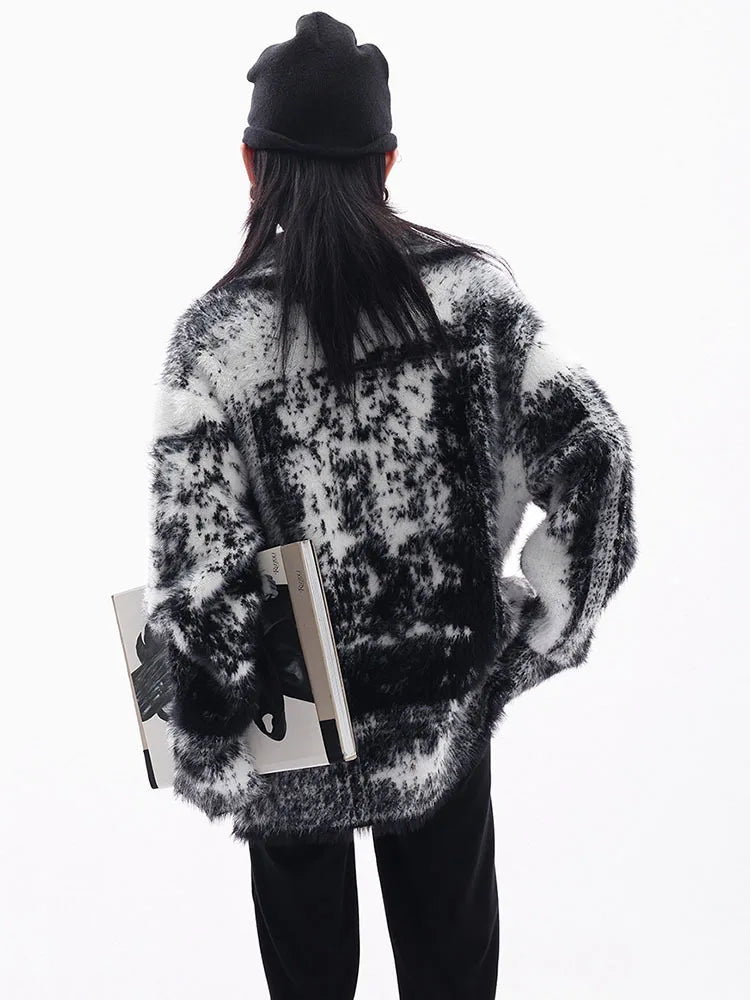 House of Hutson Niche - Contrast Color Mink Fabric Knit Sweater. Versatile Cardigan