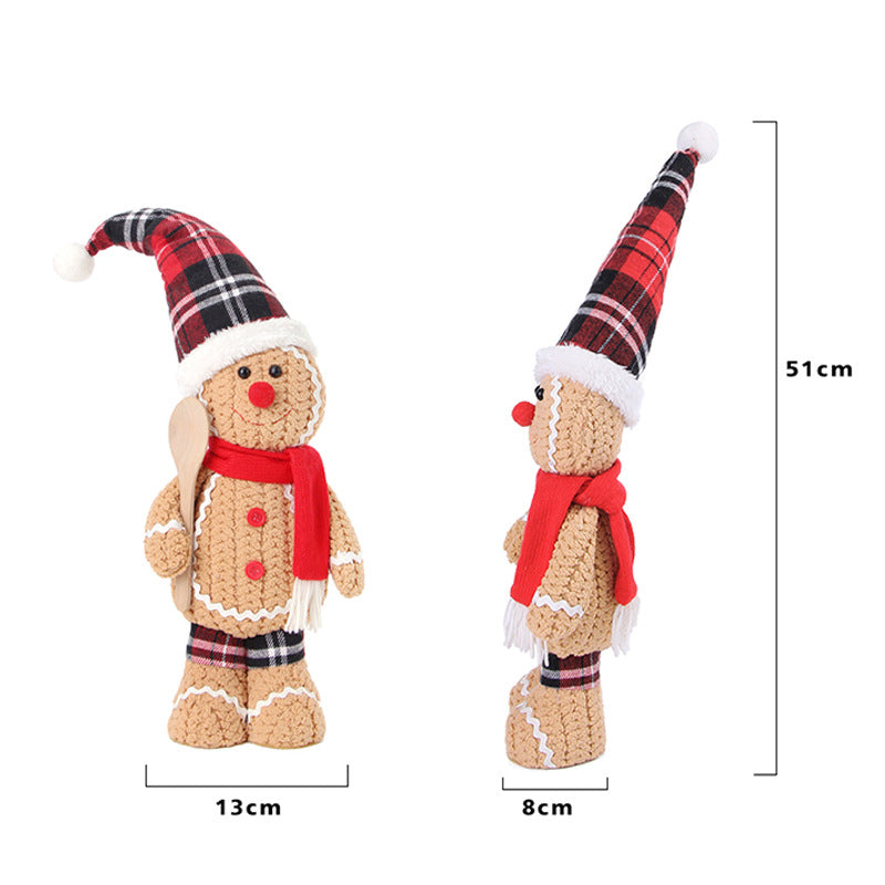 New Large Christmas Gingerbread Doll Knitted Doll Decoration Christmas Children's Gift Doll Decoration