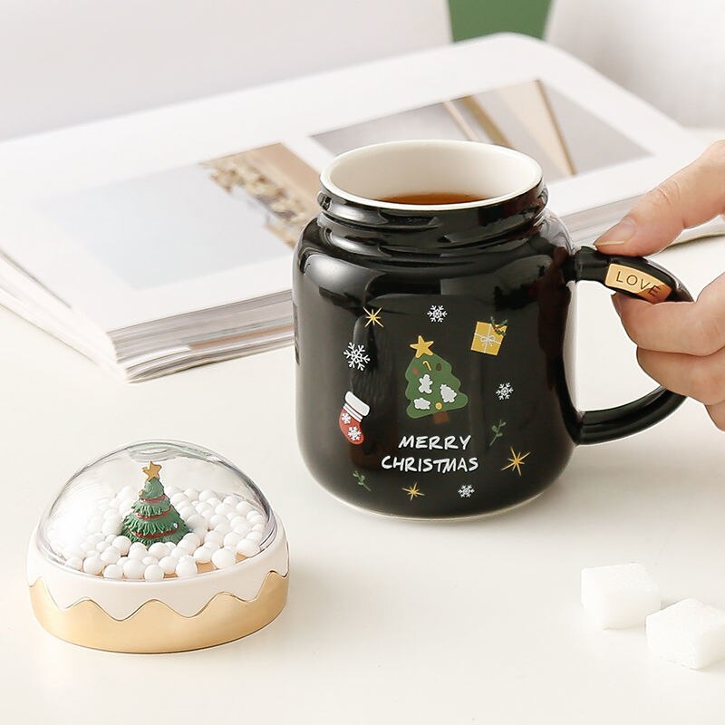 *New Christmas Item* - Christmas Water Cup. Ceramic Mug with Lid.