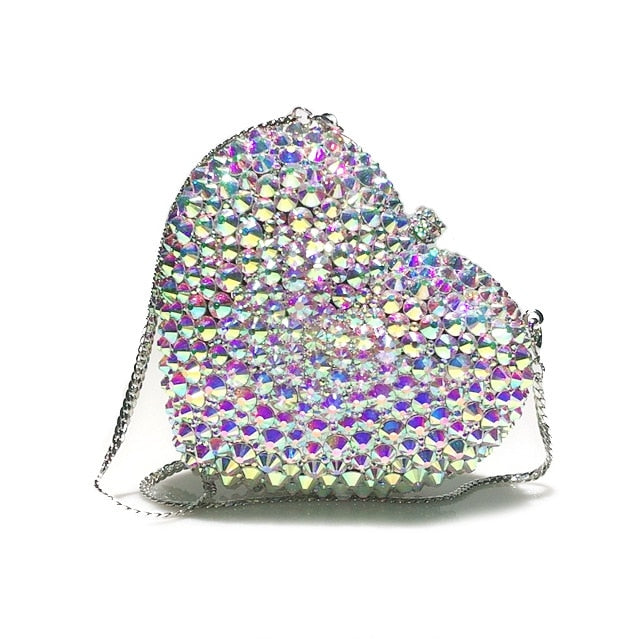 Diamond Evening Bags - Heart Shape Crystal Purse