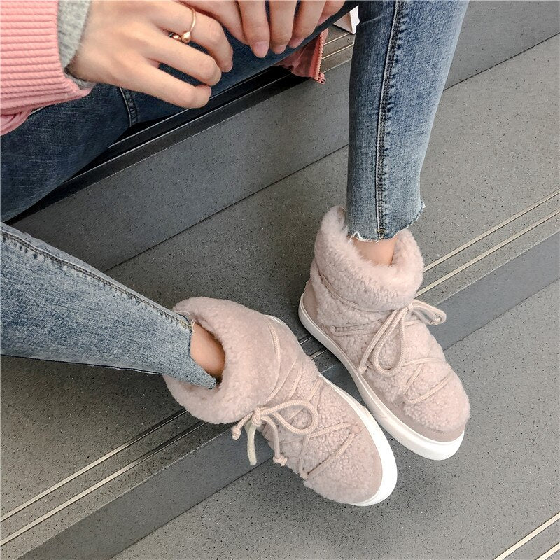 FEDONAS Suede and Wool Winter Snow Boots