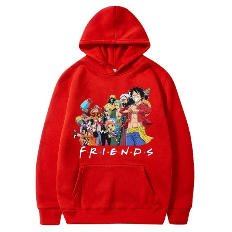 Pirate King Mengqi D. Luffy Anime plush loose hoodie cross-border hoodie hoodie hoodie