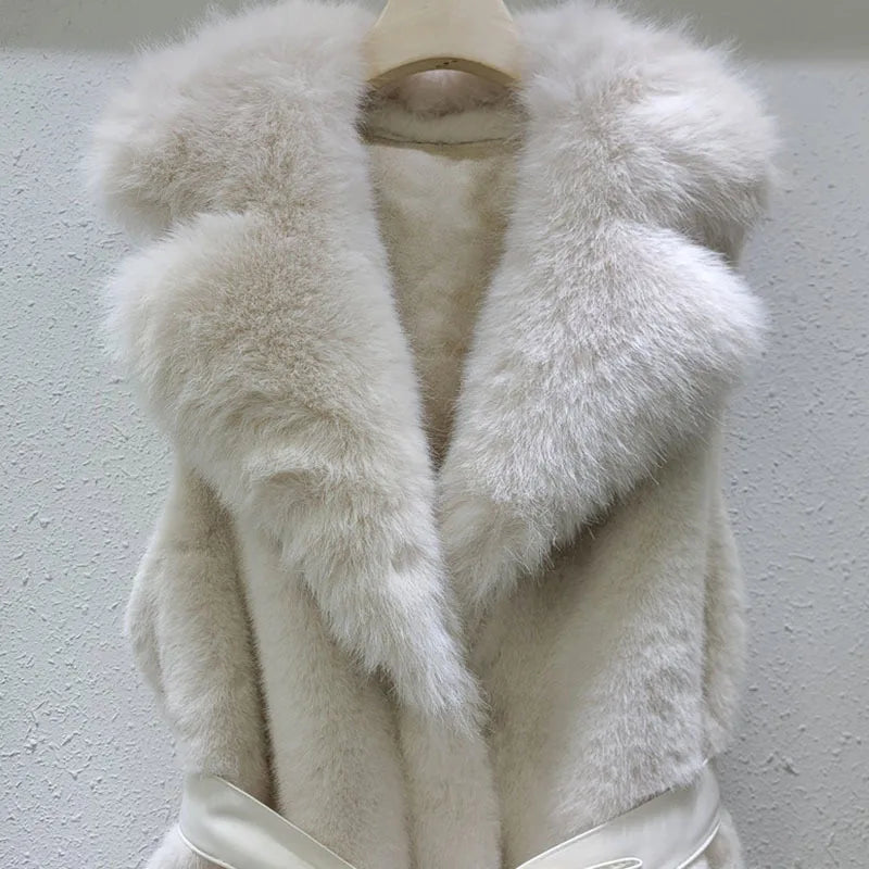 New Mink Fur Vest. Lace-up Sleeveless Coat