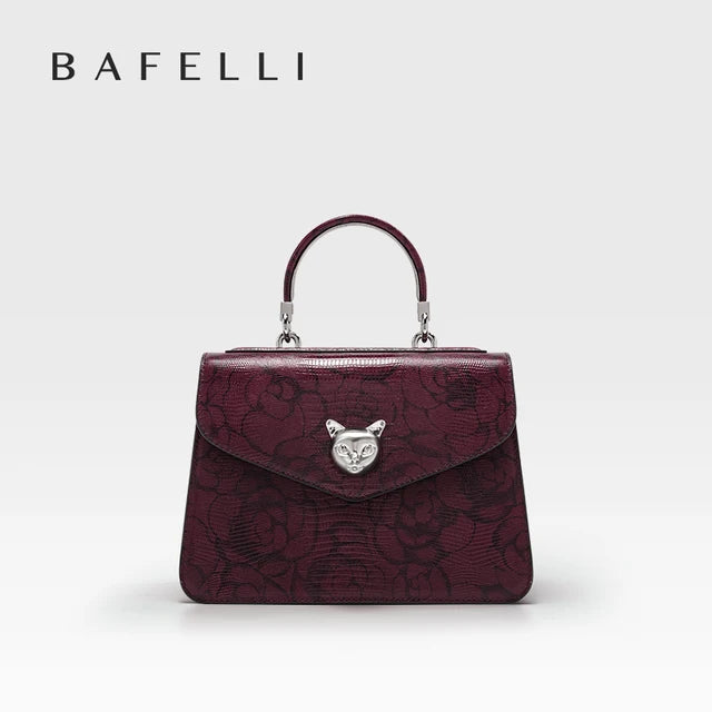 2024 BAFELLI CAT WOMEN'S NEW FASHION HANDBAG LADY STYLISH BUSINESS FEMALE LEATHER LUXURY BRAND CASUAL OL FLORAL WINE PURSE