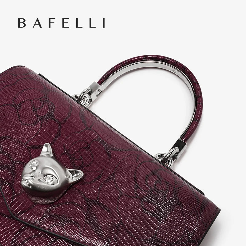 2024 BAFELLI CAT WOMEN'S NEW FASHION HANDBAG LADY STYLISH BUSINESS FEMALE LEATHER LUXURY BRAND CASUAL OL FLORAL WINE PURSE