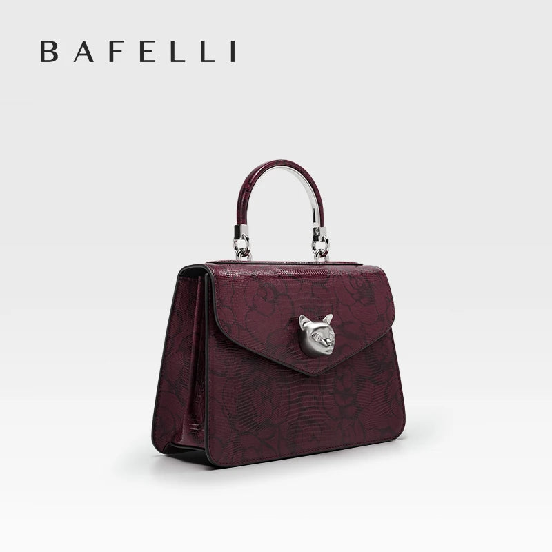 2024 BAFELLI CAT WOMEN'S NEW FASHION HANDBAG LADY STYLISH BUSINESS FEMALE LEATHER LUXURY BRAND CASUAL OL FLORAL WINE PURSE