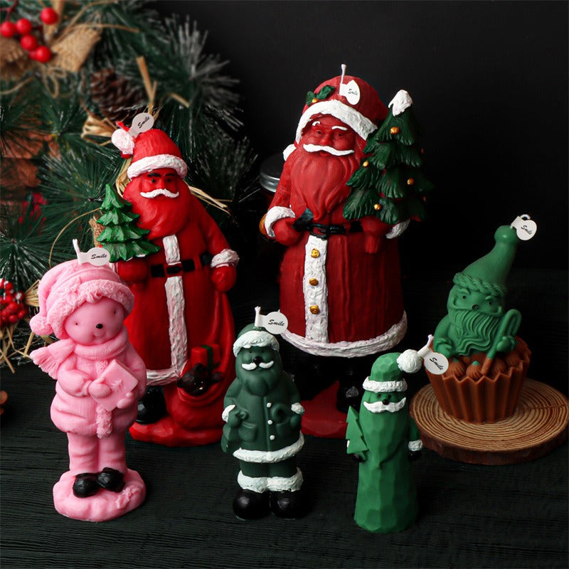 Cartoon Santa Claus candle mold Christmas aromatherapy decorative ornaments mousse cake mold