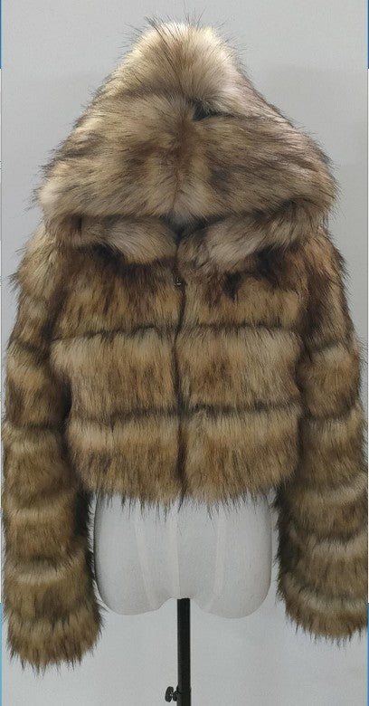 House of Hutson -“Stunna Girl”. Hooded Elegant Plush Cropped Coat. Up to 4XL