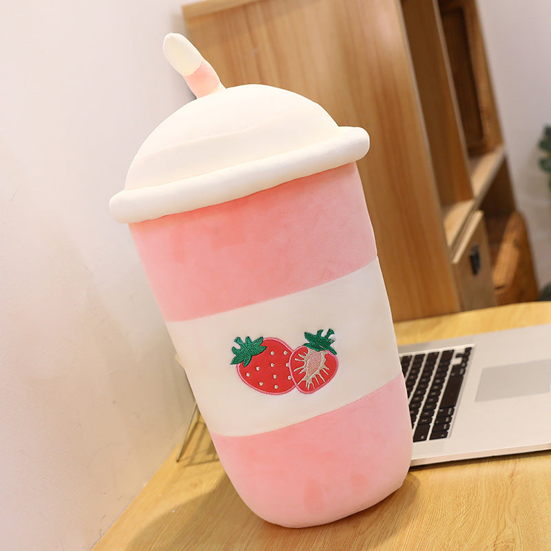 Creative New Plush Milk Tea Cup Pillow. Boba or Bubble Tea plush.
