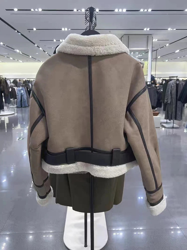 House of Hutson - “Winter Bomber” Coat - Faux Fur with Patchwork, Zip Up, Fleece Cropped.