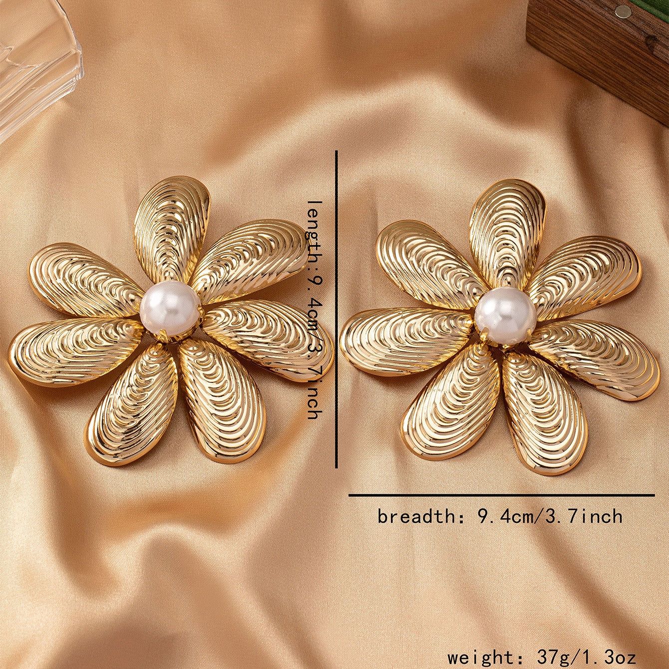seven petal large flower earrings, exaggerated