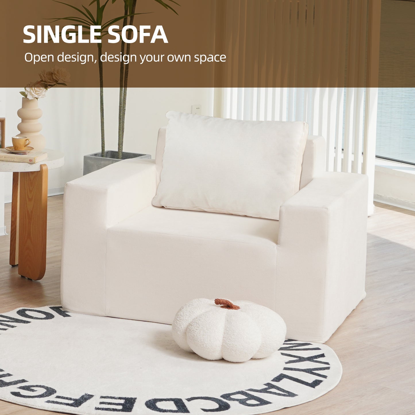 Sofa in a box Foam Sofa Couch with Pillow, Stuffed High-Density Foam.