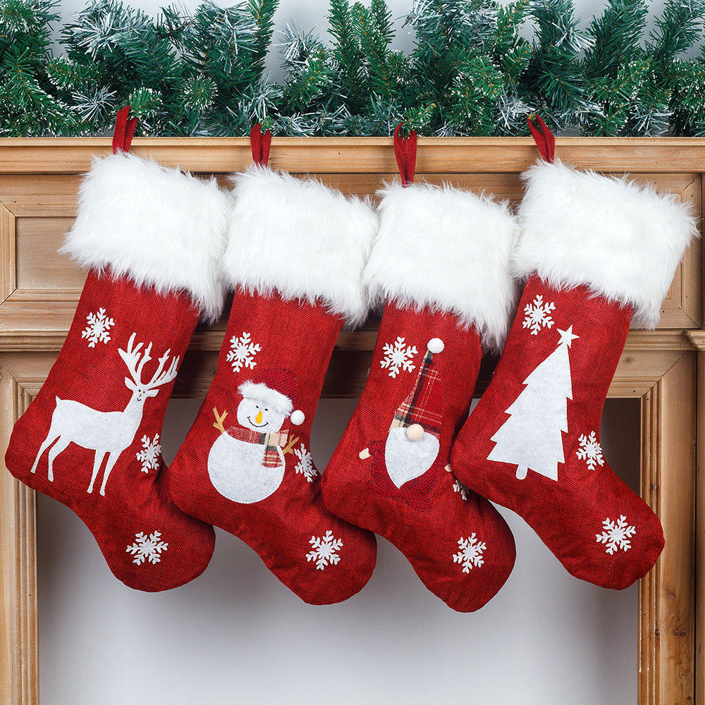 *New Christmas Decor Alert* - Christmas Lights Decoration Red Hemp Embroidery, Luminous Christmas Stockings