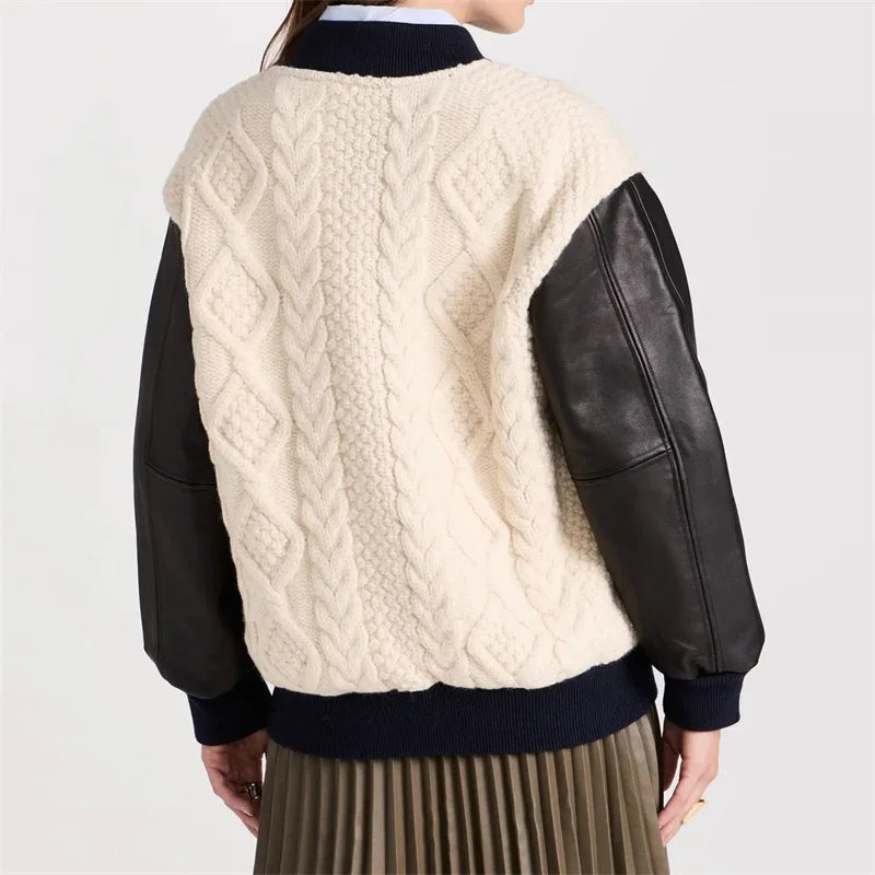 New Contrast Knit Panel down coats Wool blend