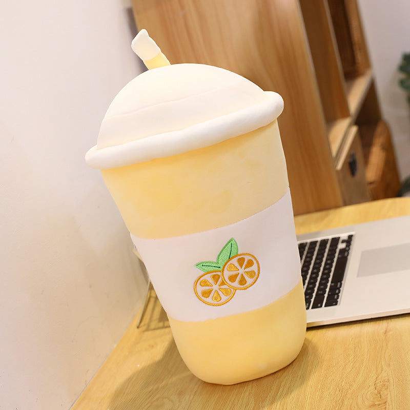 Creative New Plush Milk Tea Cup Pillow. Boba or Bubble Tea plush.
