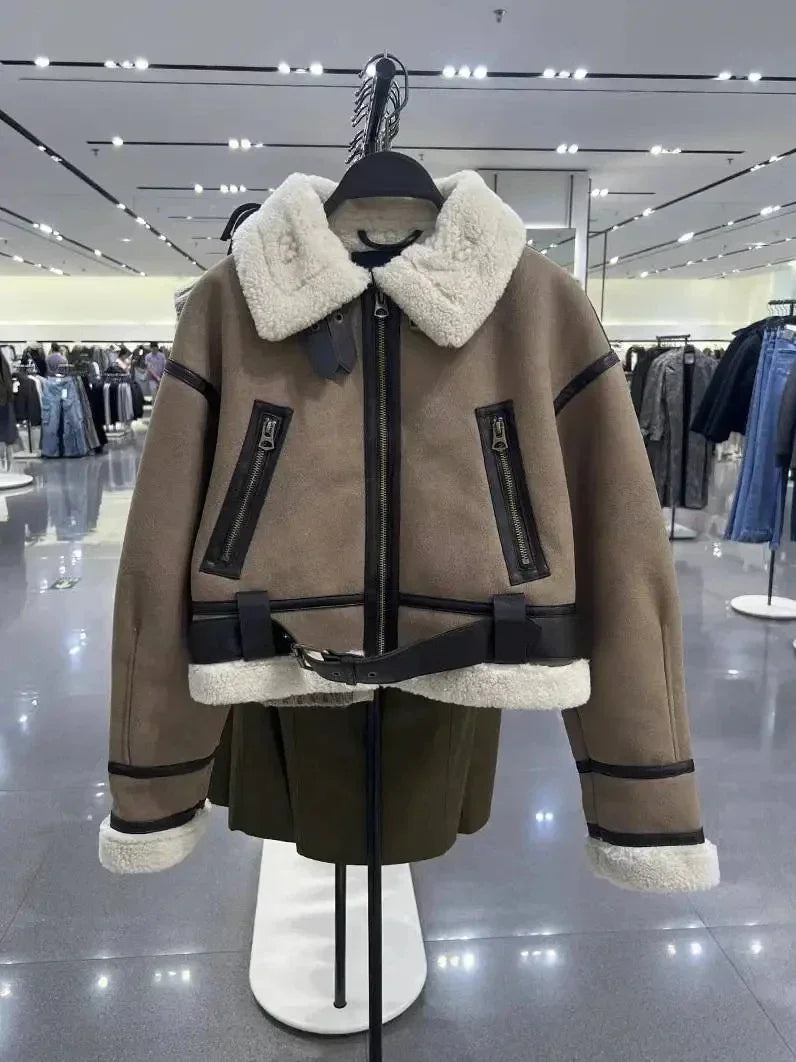 House of Hutson - “Winter Bomber” Coat - Faux Fur with Patchwork, Zip Up, Fleece Cropped.