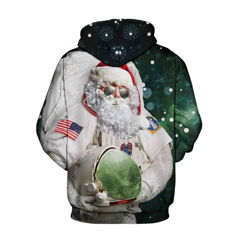 Ugly Sweater Party Space Astronaut Santa Prints 3D Christmas Series Hooded Sweatshirt