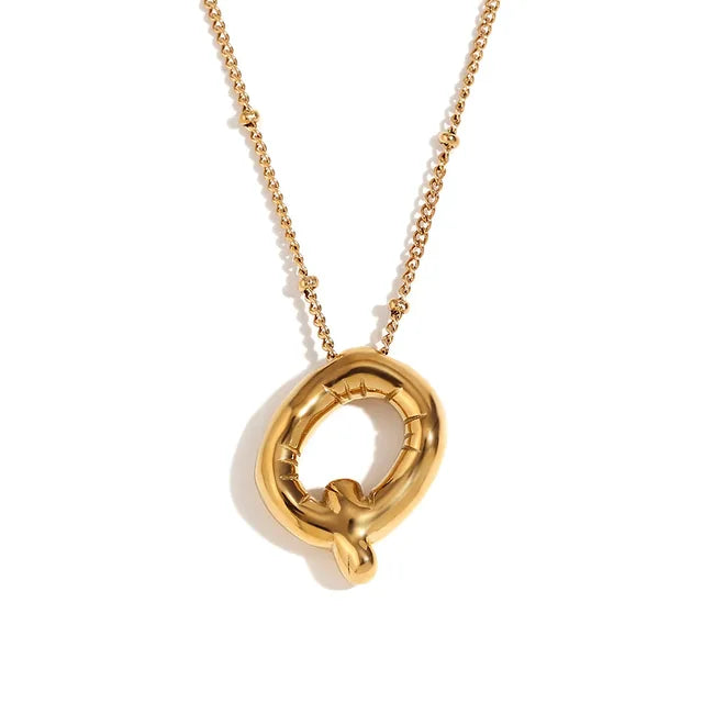 Alphabet Letter Pendant Necklace Stainless Steel Vintage Wedding Party Choker Jewelry Gift for Women Men