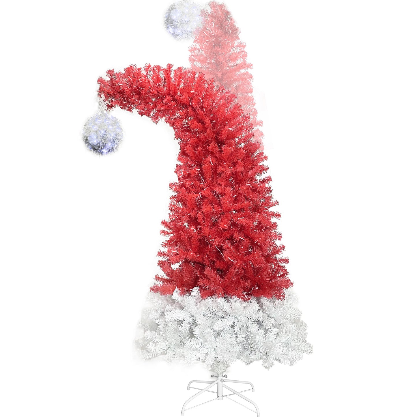 *New Christmas Tree Alert* 6FT hinge fir, artificial. Curved top Christmas tree, bendable, 1250 lush branch hints, 300 LED Christmas lights