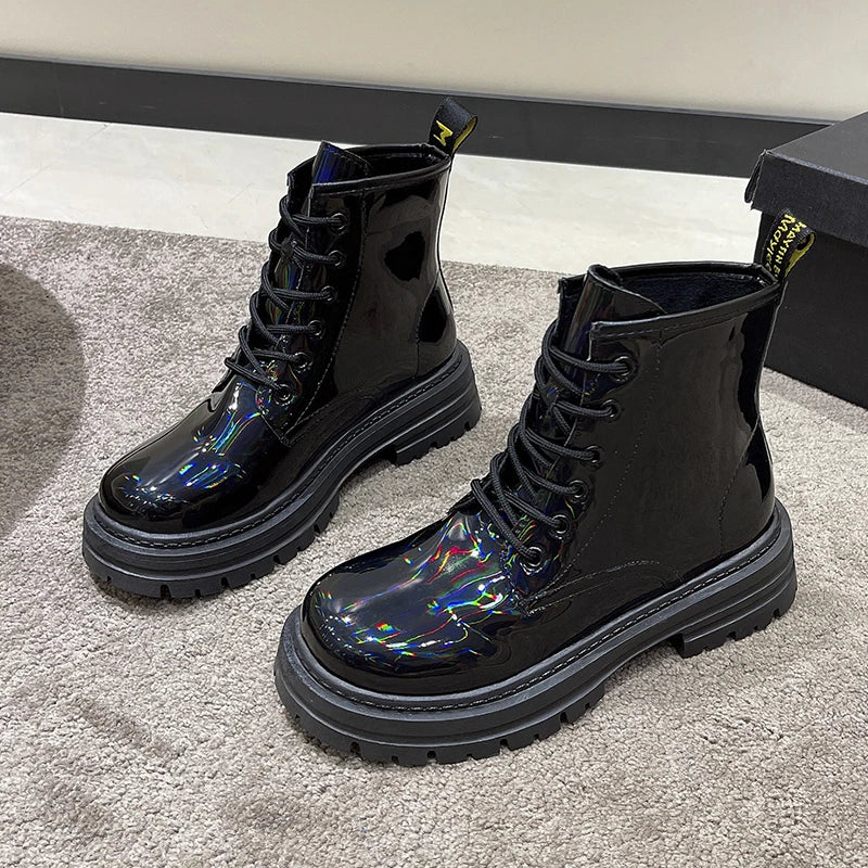 Reflective Color PU Leather Water Resistant Boots