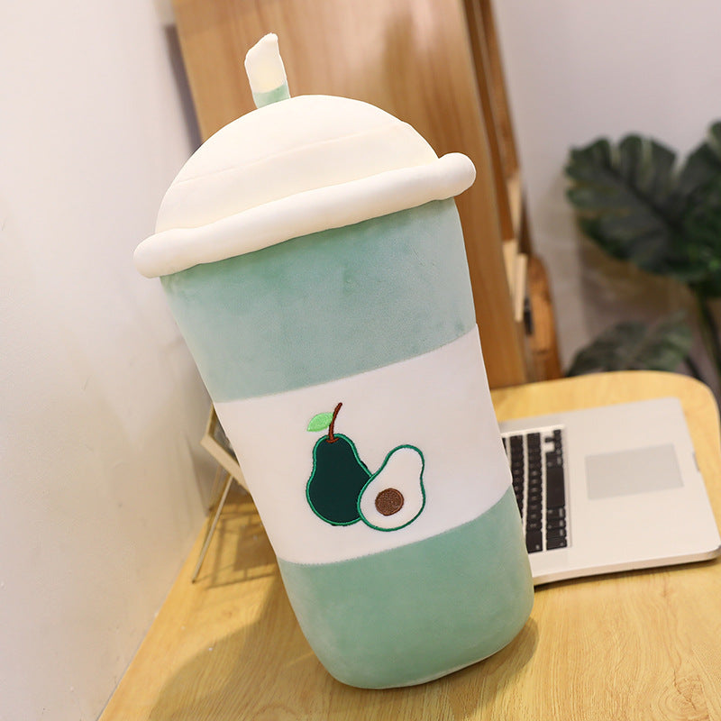 Creative New Plush Milk Tea Cup Pillow. Boba or Bubble Tea plush.