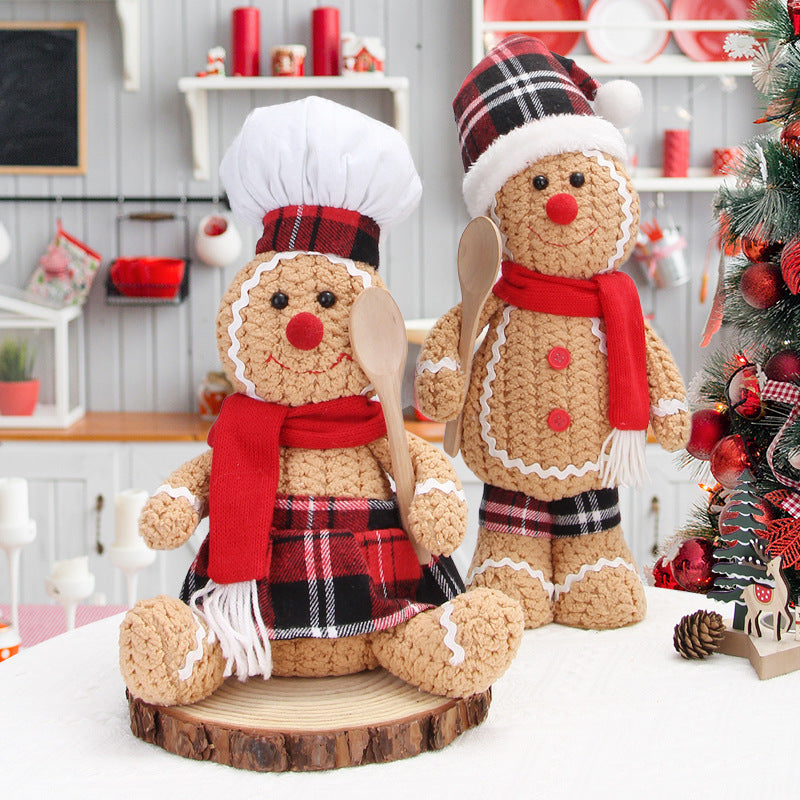New Large Christmas Gingerbread Doll Knitted Doll Decoration Christmas Children's Gift Doll Decoration