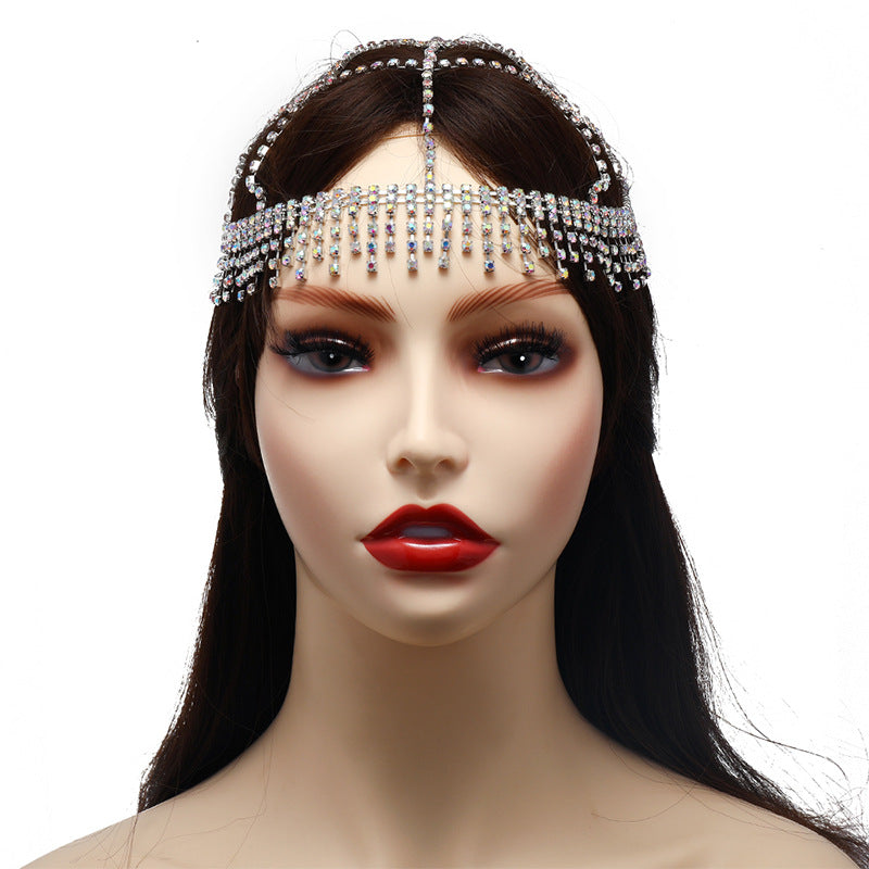 New Fashion Hair Accessories - Personality Tassel Rhinestone Mesh Headwear