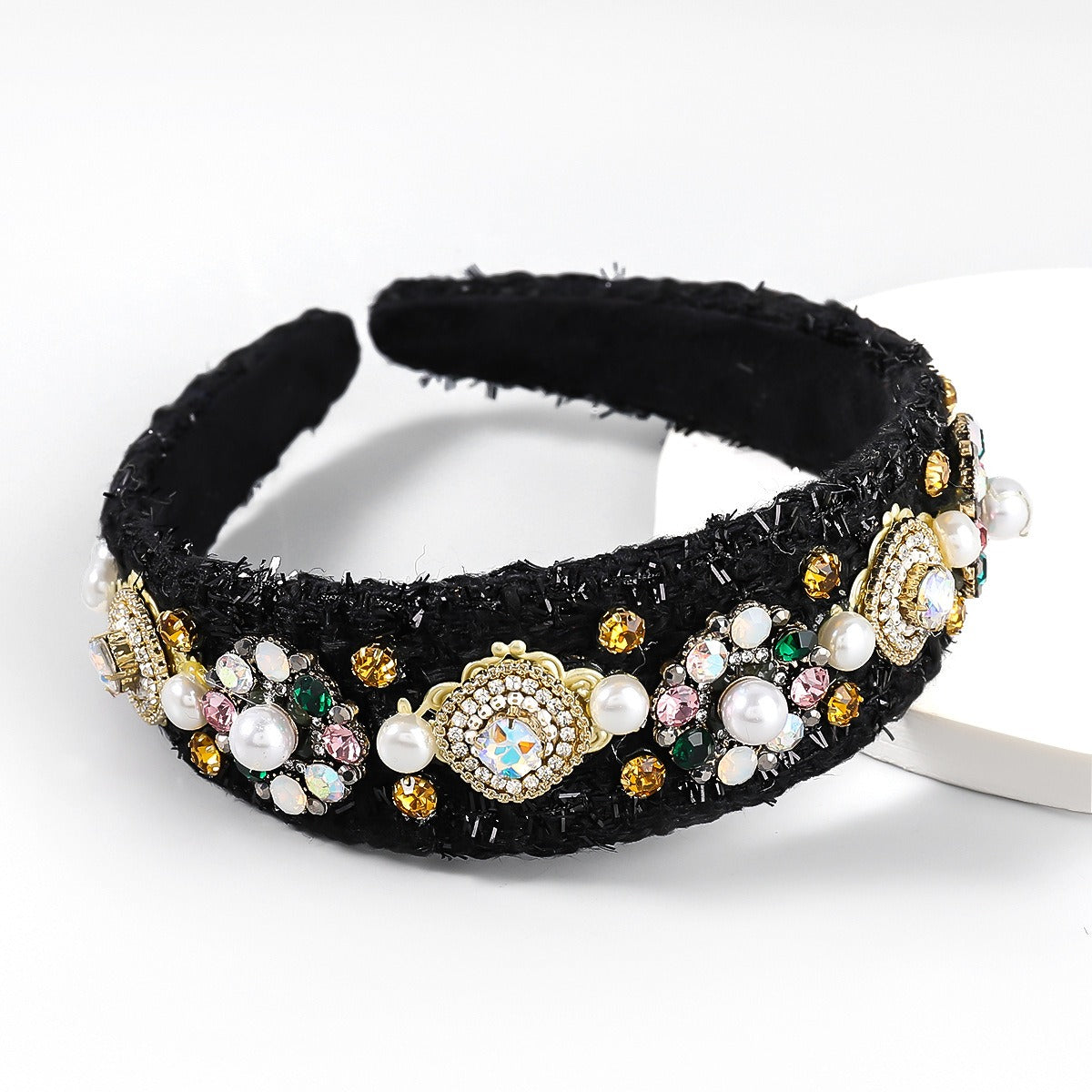 Autumn And Winter New Style Cloth Diamond Inlaid Pearl Flower Hair Hoop Women's Wide Edge Headband