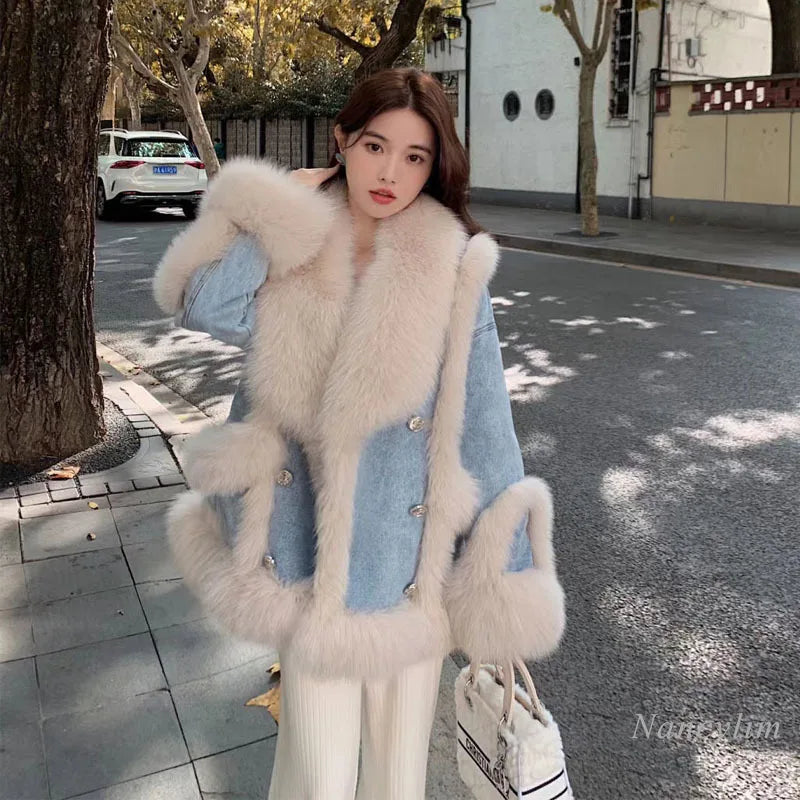 Denim & Faux Fur Coat