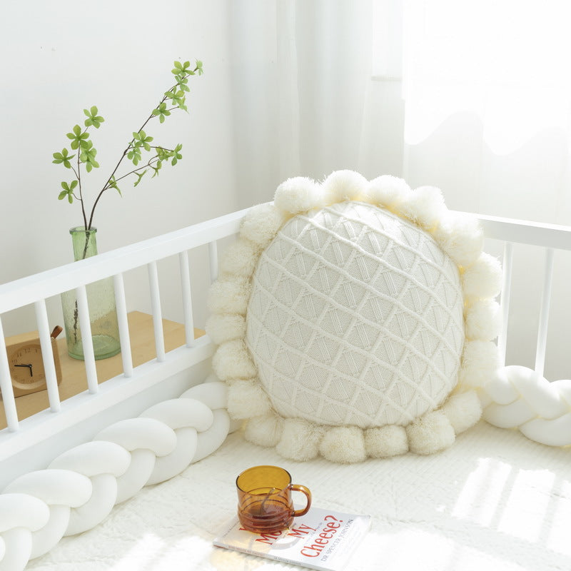 Sunflower Thickened Knitted Pillow. Decorative Sunflower Cushion.