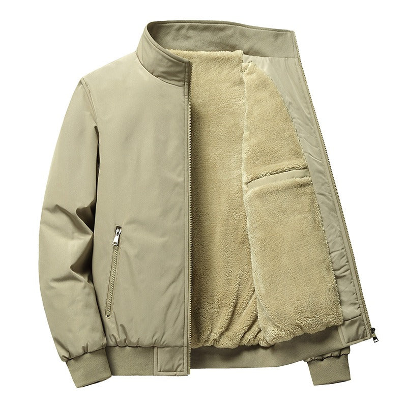 House of Hutson Men - Plush Thickened Jacket Men's Winter Casual Jacket Stand Collar Cotton Jacket Plus Size