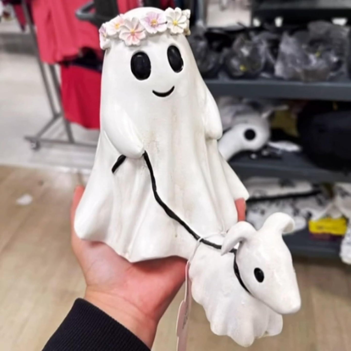 New Halloween Ghost Walking Dog Statue