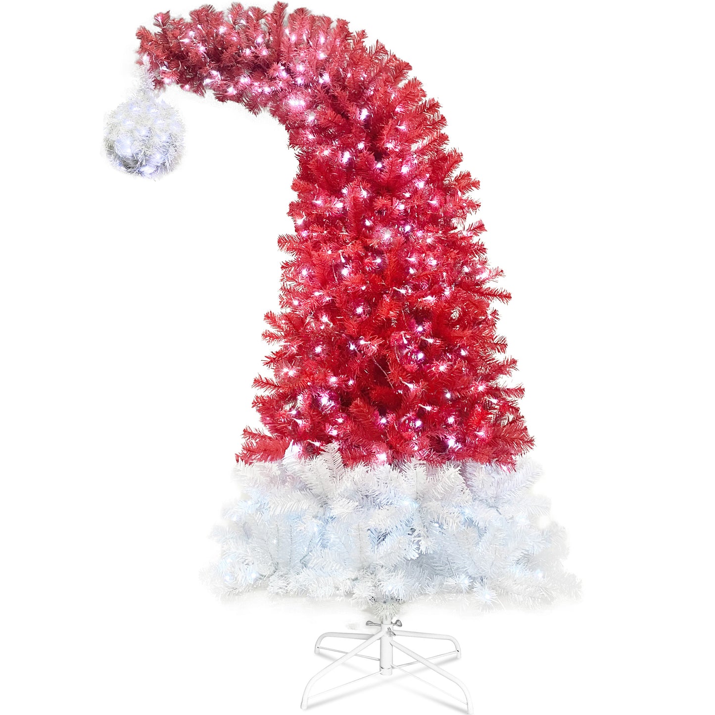 *New Christmas Tree Alert* 6FT hinge fir, artificial. Curved top Christmas tree, bendable, 1250 lush branch hints, 300 LED Christmas lights