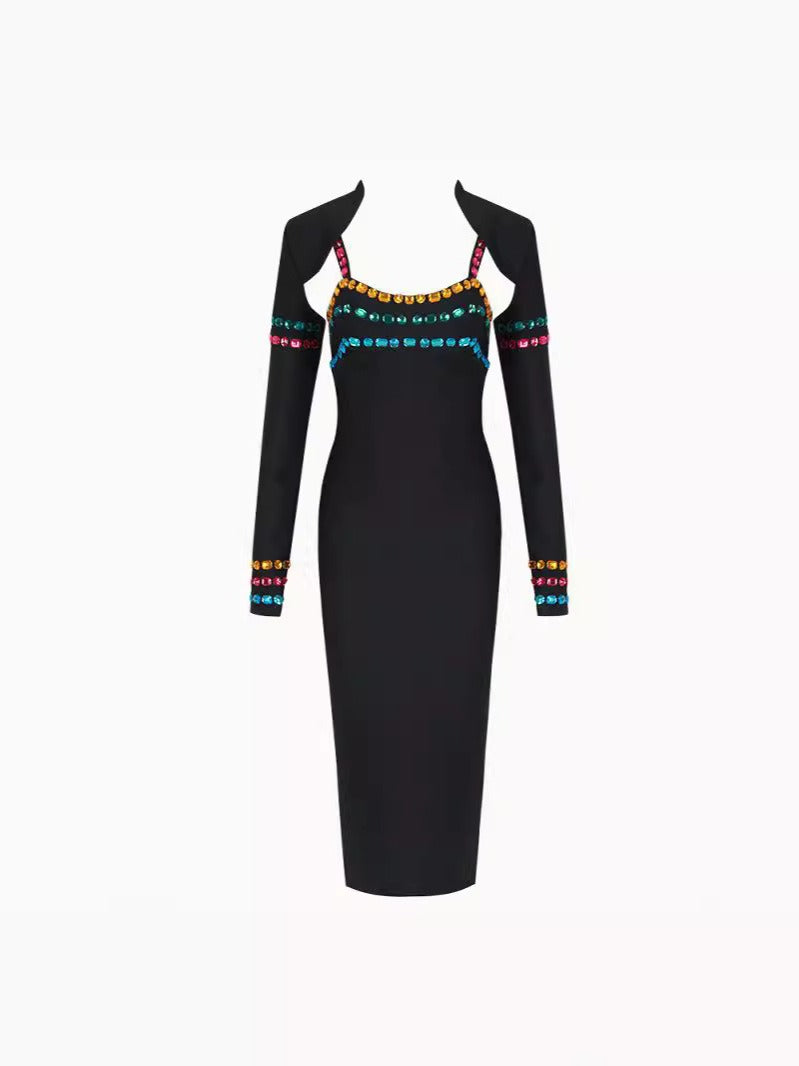 2025 Fashion trend bandage dress. Includes shawl.