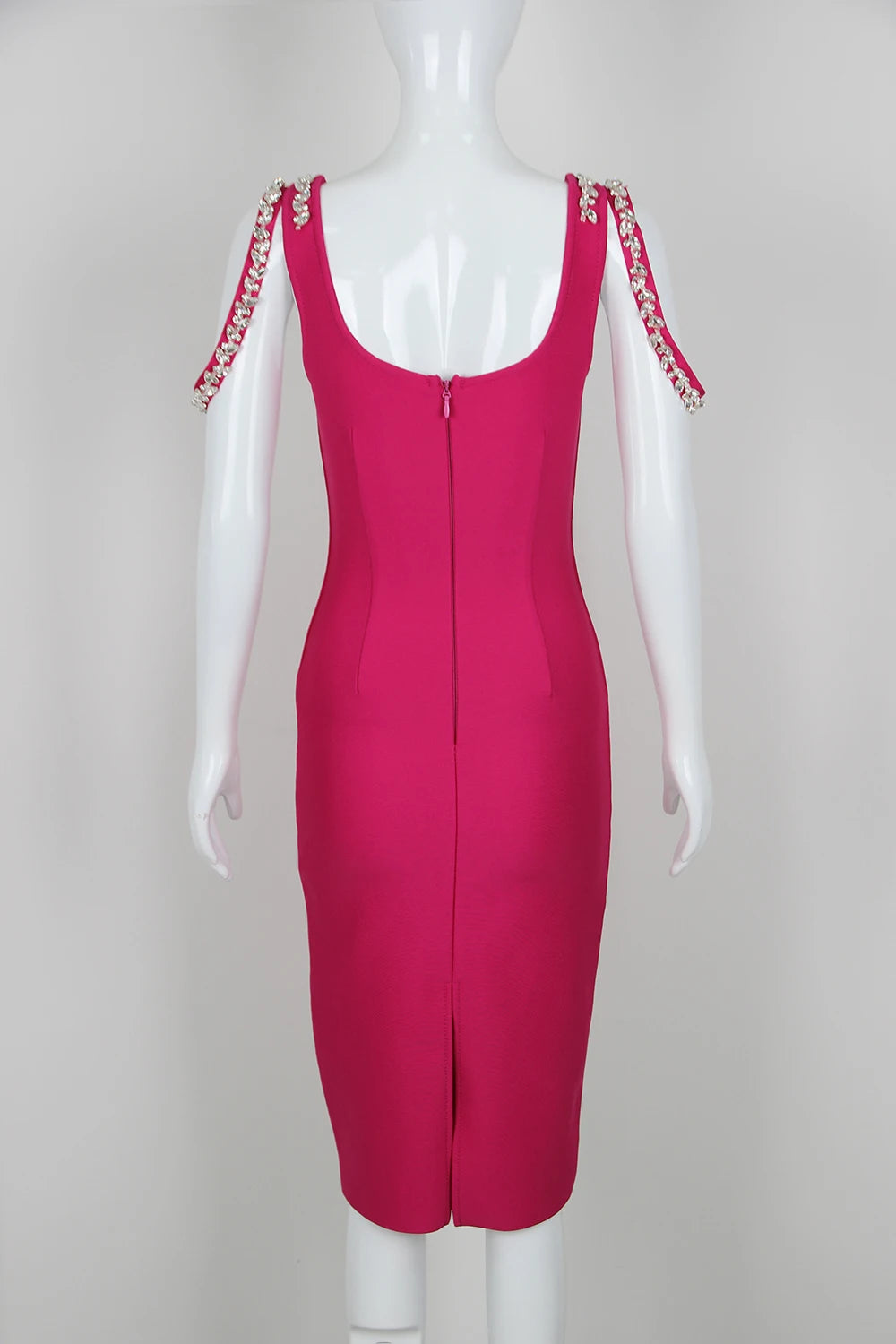 2025 Rose Red Spaghetti Strap Bandage Dress