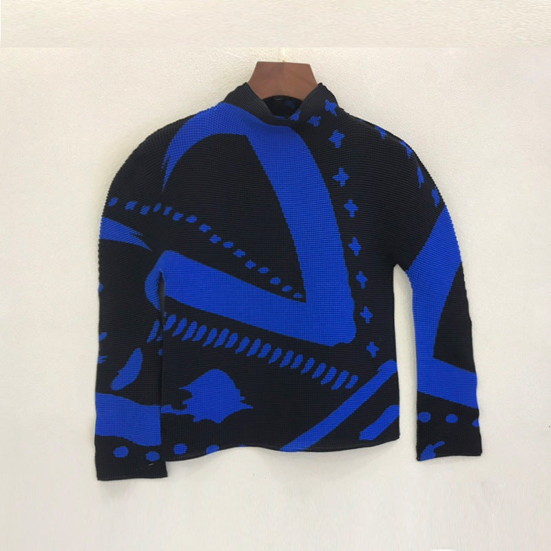 Pleated Top Women's Long-Sleeved Turtleneck Small Shirt New Secondary Pleated Niche Design T-Shirt
