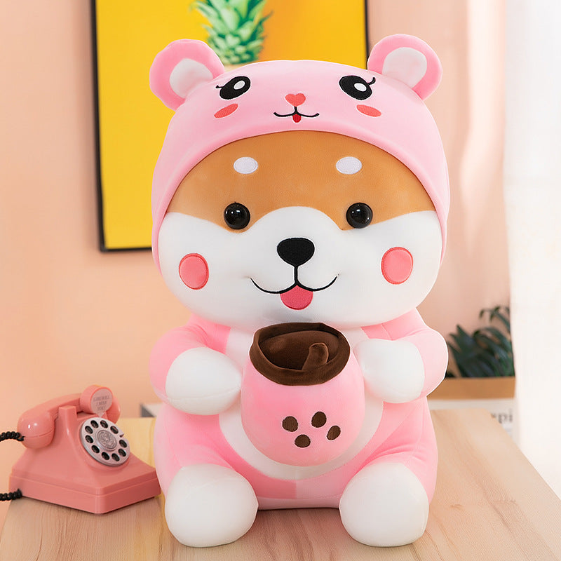 New Creative Transformation Chai Plush Dog Toy Doll Milk Tea Pillow Rag Doll Legs Sleeping Girl Gift