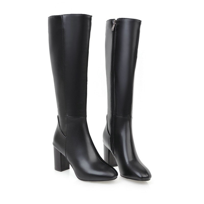 MEGAN MARKLE SAID SO - Women's thick soled high-heeled boots. high knee, quality leather boots