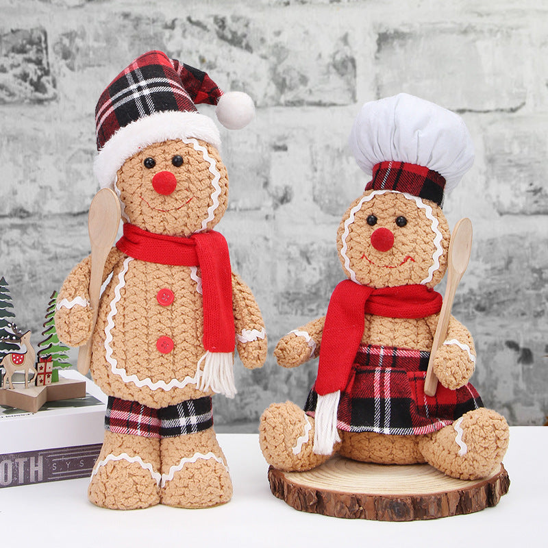 New Large Christmas Gingerbread Doll Knitted Doll Decoration Christmas Children's Gift Doll Decoration