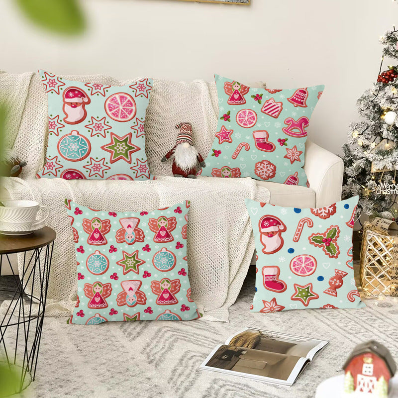 New Christmas Decoration Pillow Cover Holiday Sofa Waist Pillowcase Fabric Cushion Pillowcase Back Pillowcase