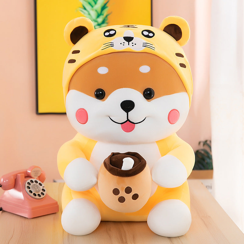 New Creative Transformation Chai Plush Dog Toy Doll Milk Tea Pillow Rag Doll Legs Sleeping Girl Gift