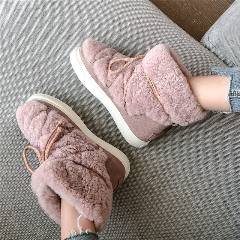 FEDONAS Suede and Wool Winter Snow Boots