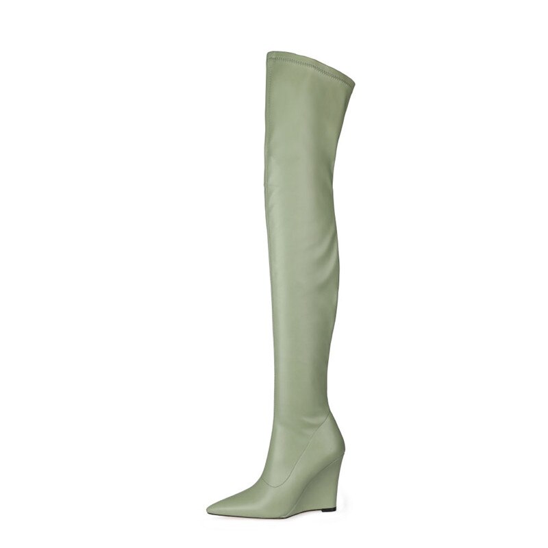 Elegant Thigh High Boots with Wedge heel . Thick Bottom Over-knee Boots.